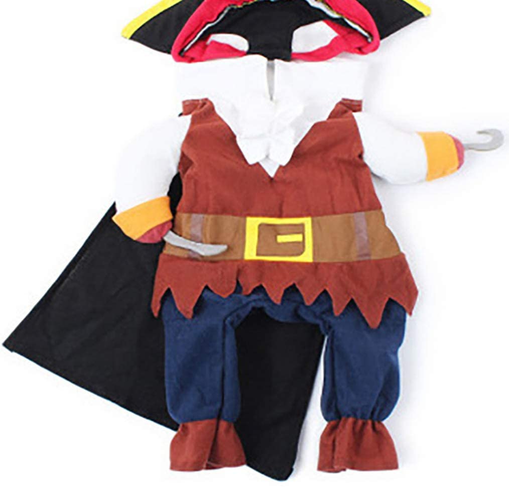  L-Peach Disfraz de Pirata Ropa Traje Uniforme para Mascotas Animal Doméstico Gato Perro con Dos Patas y Gorro para Halloween Navidad L 