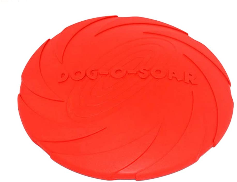  Linnuo Frisbee Perro Resistente Vuelo Disco Juguetes Interactivos Animal Juguetes de Entrenamiento Suave para Mascotas (Rojo,L) 