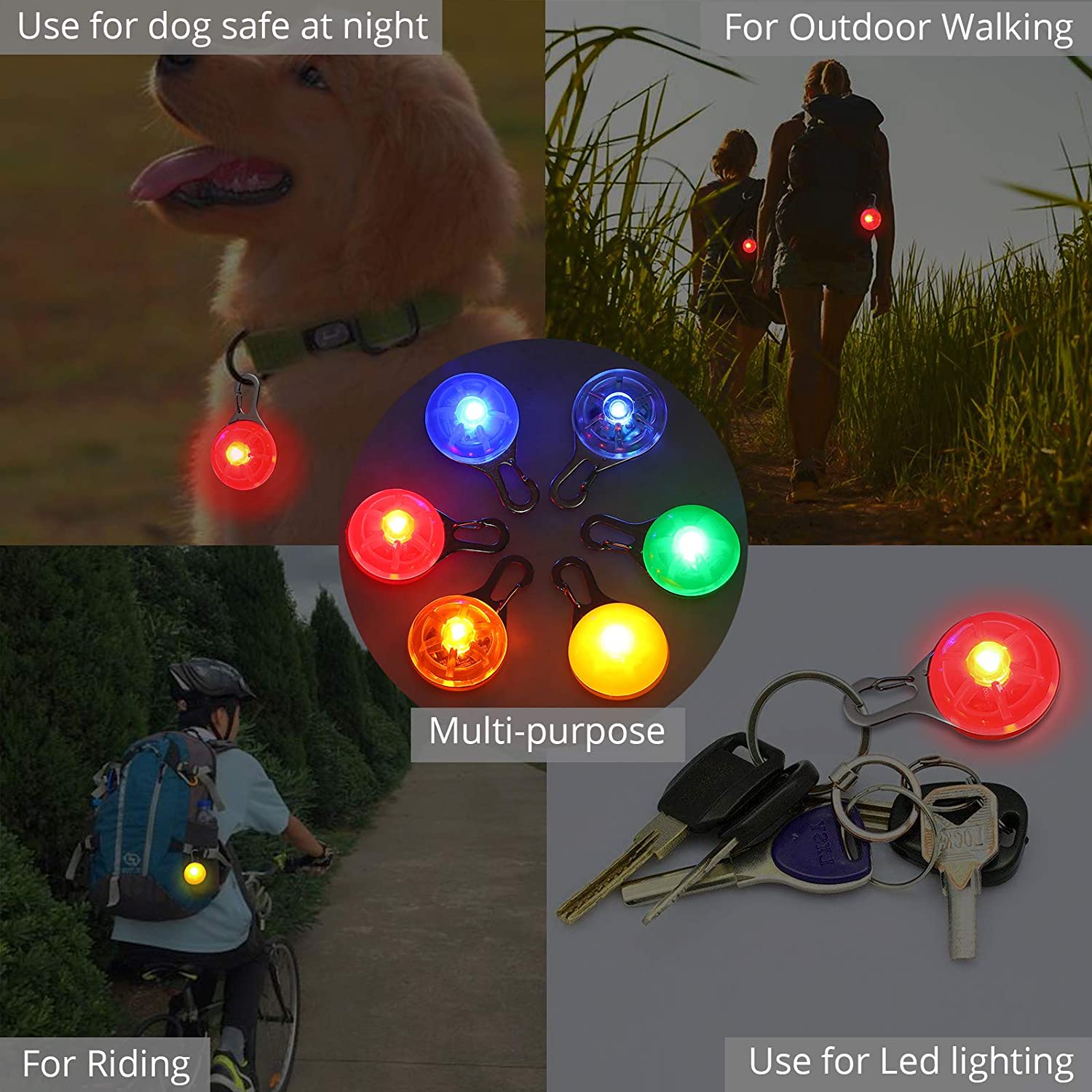  Luz Collar Iluminoso Perro Colgante Luz de Seguridad para Mascota Paseo de Noche con Correa LED Nylon para Perros Impermeable 120 cm 3 Modos con 7 Piezas Pilas Tipo Boton 