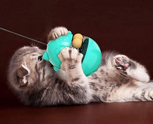  LZJZB Cat Toys Vaso De Bolas De Comida Interactiva con Cat Stick Pet Kitten Distribución De Alimentos Juguetes Entrenamiento De Mascotas 