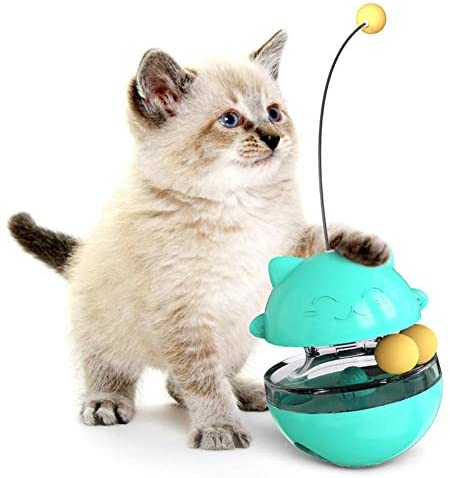  LZJZB Cat Toys Vaso De Bolas De Comida Interactiva con Cat Stick Pet Kitten Distribución De Alimentos Juguetes Entrenamiento De Mascotas 