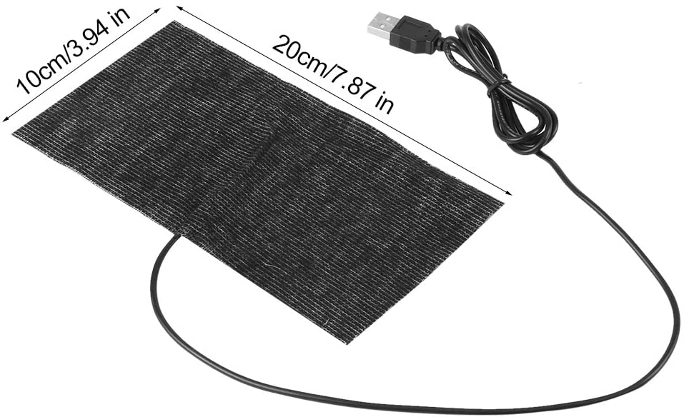  Manta USB 5V Almohadilla Eléctrica de Fibra de Carbono Cojín de Calefacción para Dolor de Cuerpo Calentador para Camas de Mascotas 20 × 10 cm 