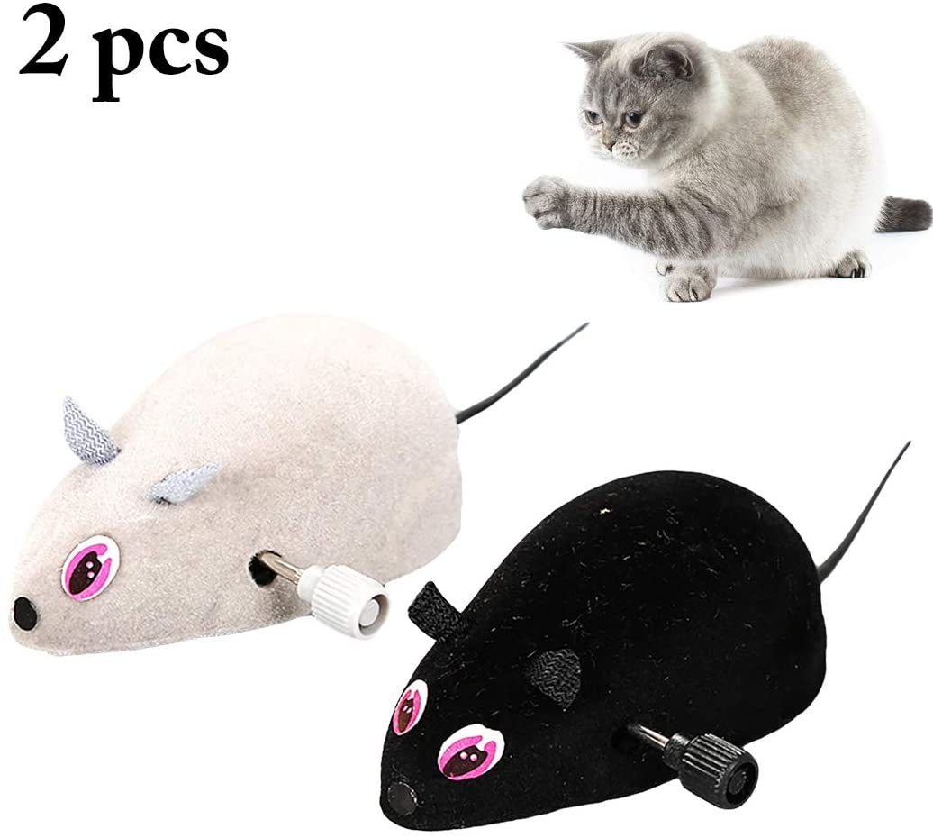  MCYYY 2 Piezas RC Juguete Mecanismo de bobinado inalámbrico ratón Gato Juguete para Gato Perro Mascota Truco Jugando Juguete Felpa Rata Movimiento mecánico 