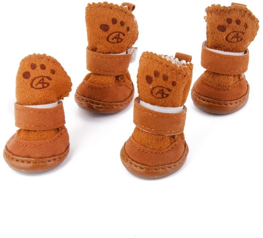  NaiCasy 2 Zapatos de los Pares del Gato del Perro del Animal doméstico Zapatos al Aire Libre Zapatos de Goma Antideslizante de Abrigo para Animales pequeños - Productos de Brown para Perros 
