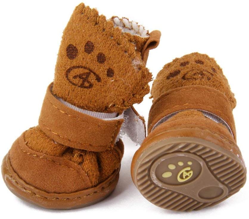  NaiCasy 2 Zapatos de los Pares del Gato del Perro del Animal doméstico Zapatos al Aire Libre Zapatos de Goma Antideslizante de Abrigo para Animales pequeños - Productos de Brown para Perros 