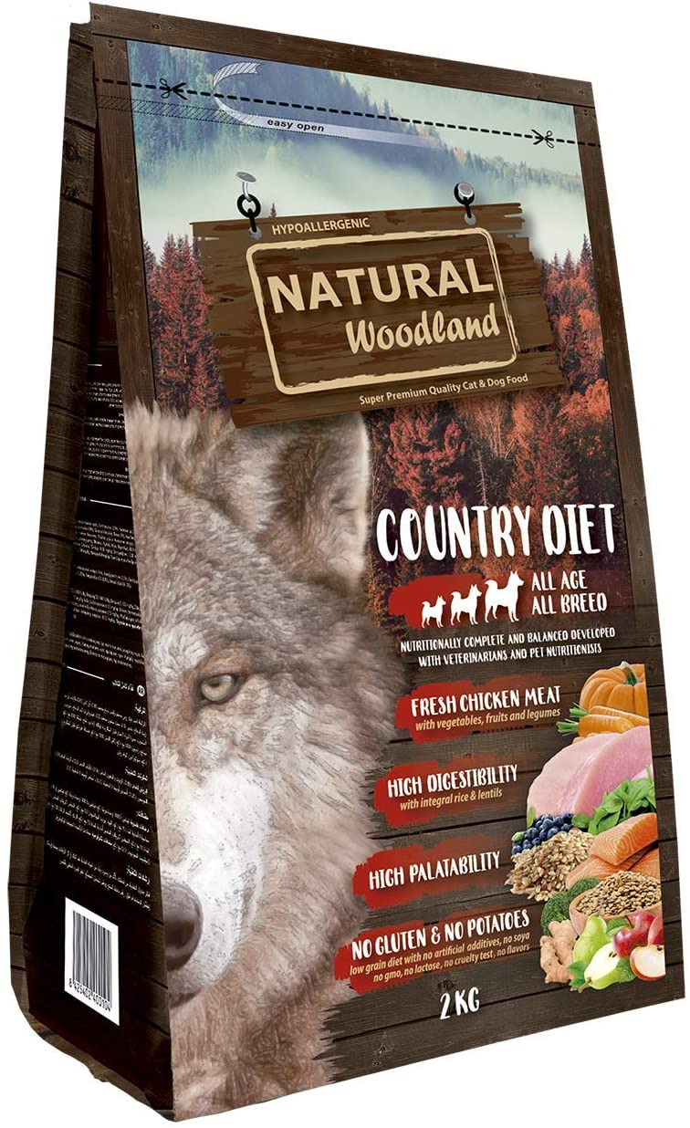  Natural Greatness Pienso Seco para Perros Receta Natural Woodland Country Diet. Super Premium. Todas Las Razas y Edades. Sin Gluten (2 Kg) 