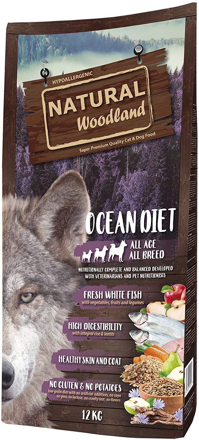  Natural Greatness Pienso Seco para Perros Receta Natural Woodland Ocean Diet. Super Premium. Todas Las Razas y Edades. Sin Gluten (2 Kg) 