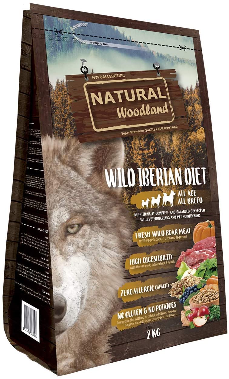  Natural Greatness Pienso Seco para Perros Receta Natural Woodland Wild Iberian Diet. Super Premium. Todas Las Razas y Edades. Sin Gluten (2 Kg) 