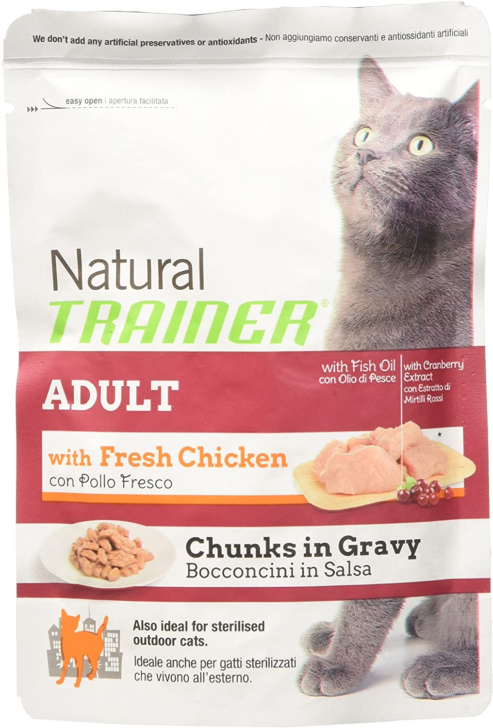  Natural Trainer Adult – Comida húmedo para Gatos, Pollo, Gr. 85 