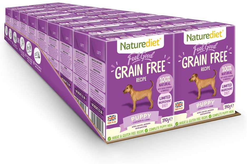  Naturediet Comida Húmeda Completa Feel Good para Cachorros Sin Cereales 390 G X 18 - Paquete de 18 x 416.67 gr - Total: 7500 gr 