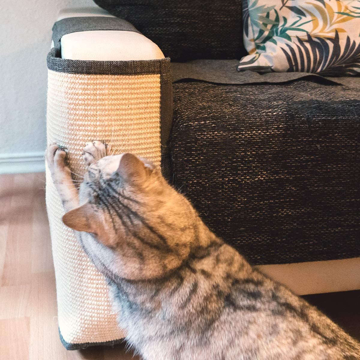 Navaris Rascador para Gatos - Protector para Esquina de sofá o sillón - Afilador de uñas de sisal para Mascotas - para el Lado Derecho en Gris 