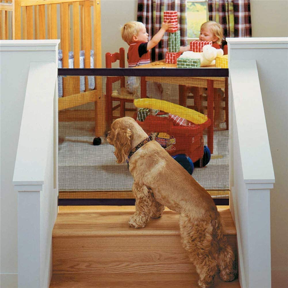  Nifogo Magic Pet Safety Gate Barrera De Seguridad para Mascotas PortáTil Y Plegable Safe Guard Cerramiento De Seguridad para Mascotas Dog Cat Fences Negro（110X72Cm） 