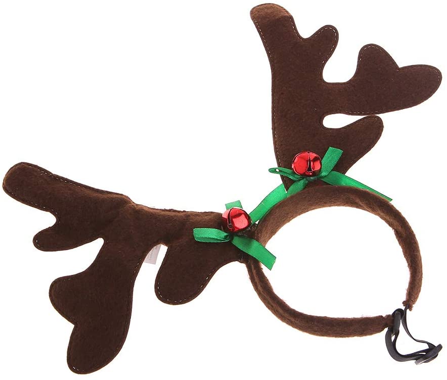  NINGYE - Diadema de Navidad para Mascota, diseño de Cuerno de Ciervo, Disfraz para Perro, Cachorro, Gato, decoración de Fiesta 