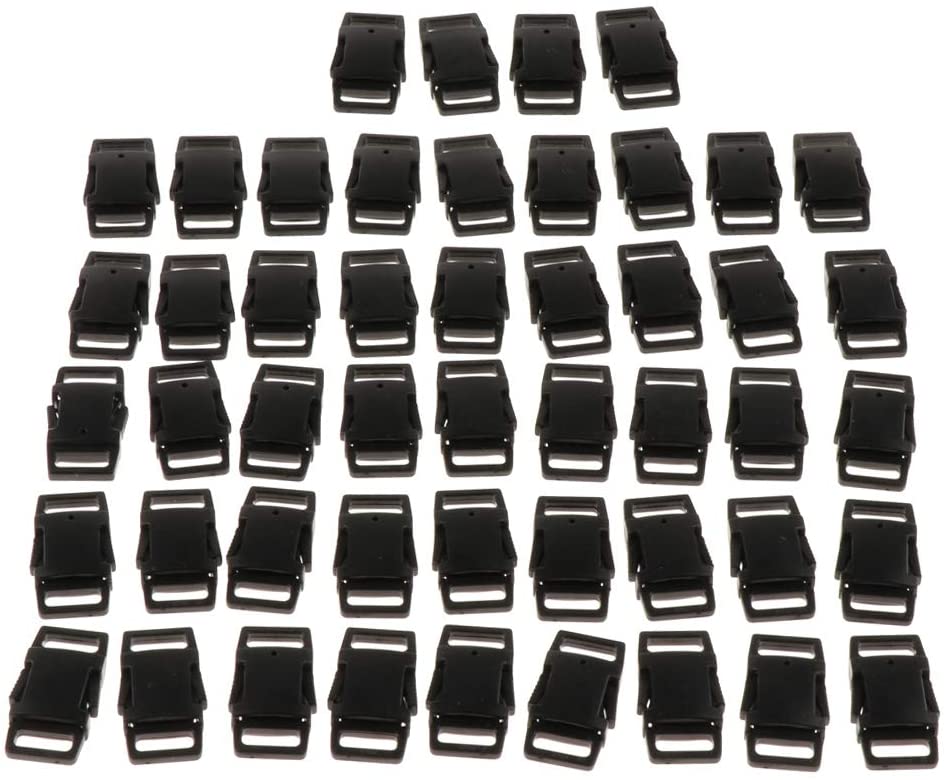  Pack de hebillas de plástico (9,5 mm, 50 unidades), color negro 