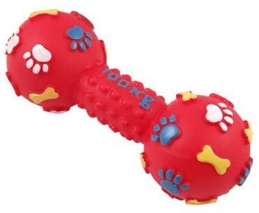  Paw Diseño de Huesos Texturizado Vinilo Mascotas Perro Ton Pesas Toy Red 
