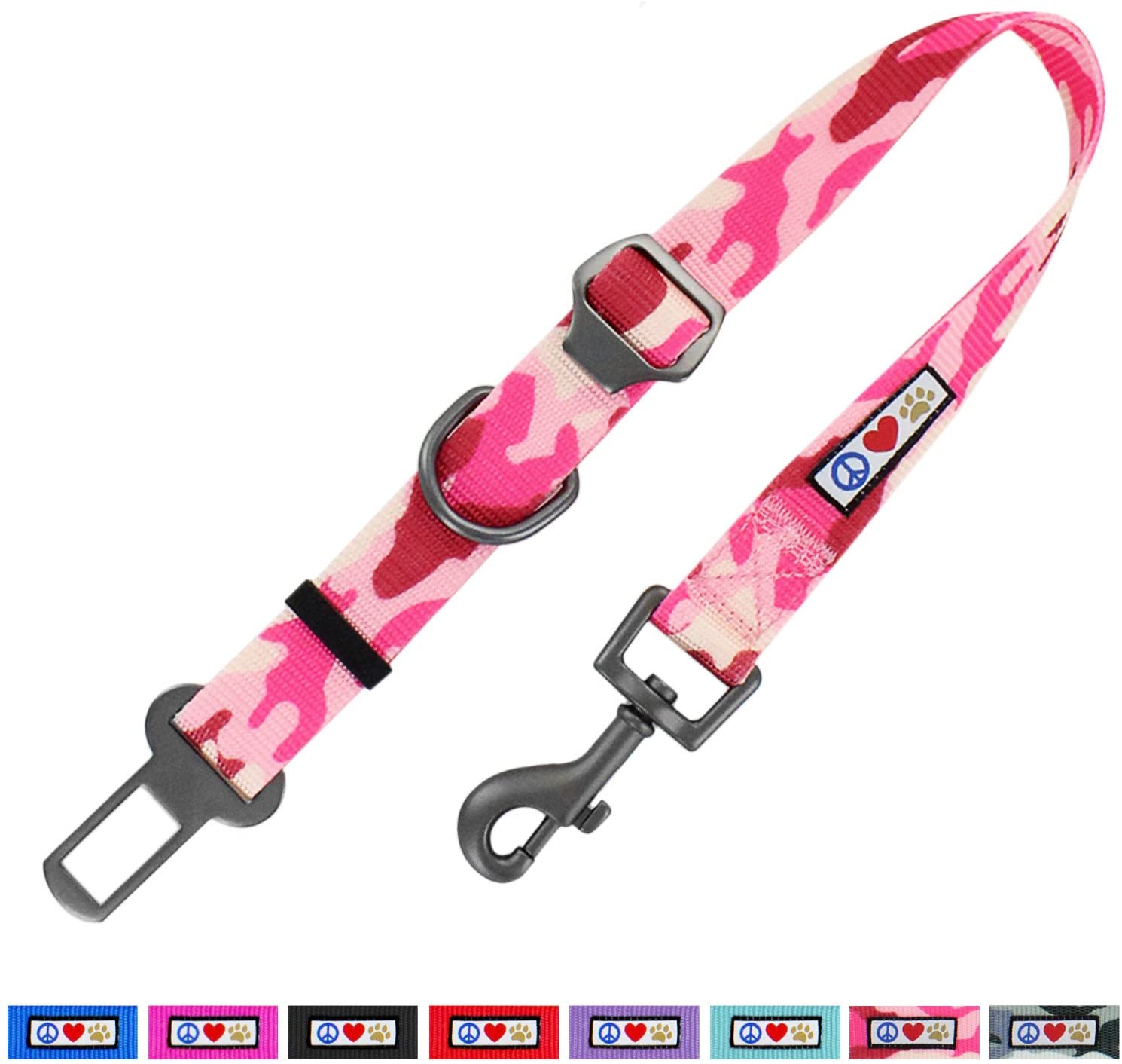  Pawtitas Cinturón de Seguridad de Coche para Perros con Correa de sujeción para Mascotas Color Camuflaje Rosa 
