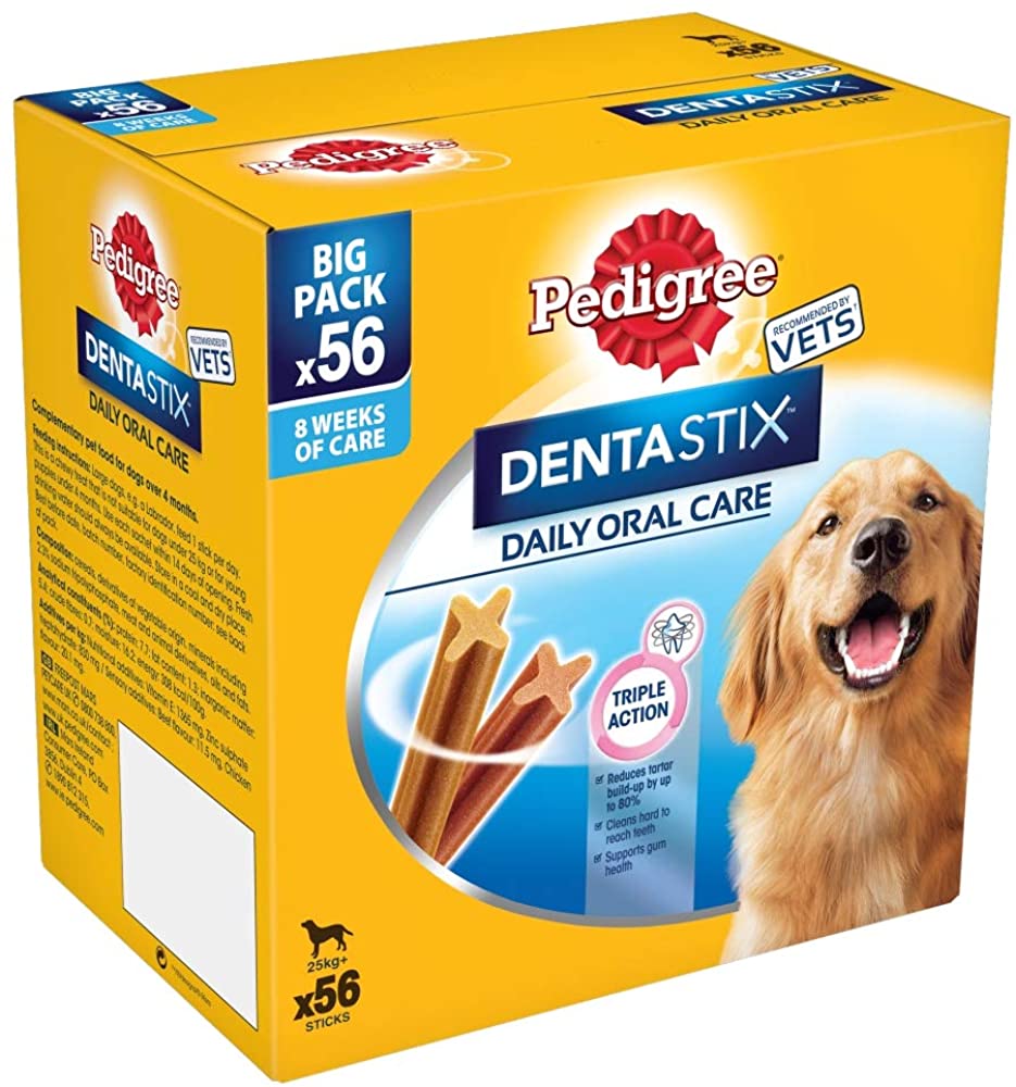  Pedigree Dentastix Diario Oral Cuidado Dental Masticables, GRANDE PERRO 56 palitos, pack de 1 