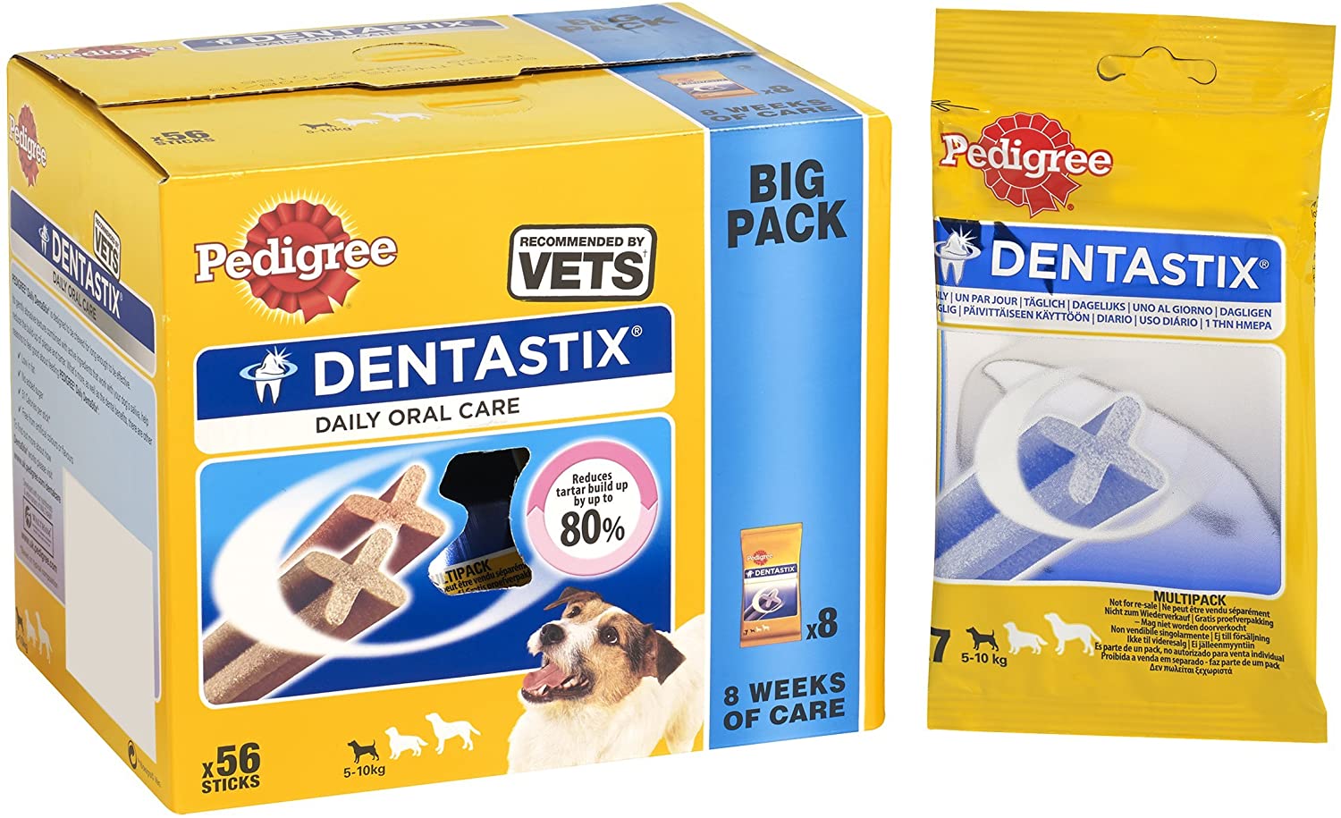  Pedigree Dentastix Diario Oral Cuidado Perro Pequeño 5-10 K G, 56 palitos, pack de 1 