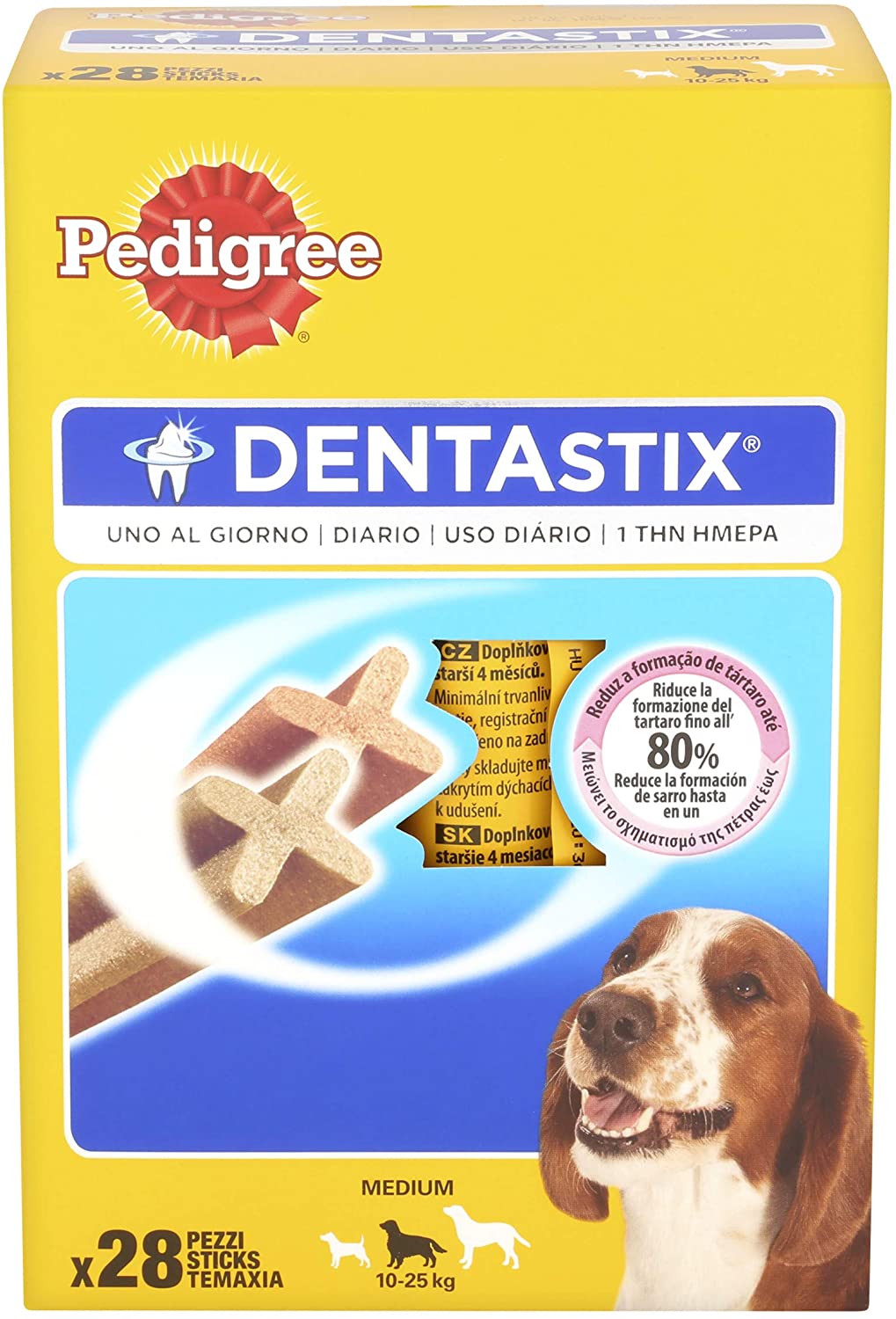  PEDIGREE Pack de 28 Dentastix de Uso Diario para La Limpieza Dental de Perros Medianos 784 g - Pack de 4 