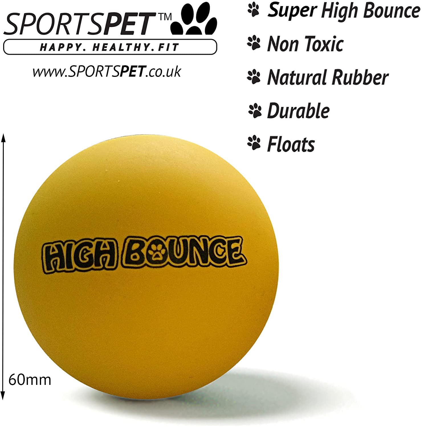  Pelotas de goma para perros SPORTSPET High Bounce Paquete de 3 unidades 