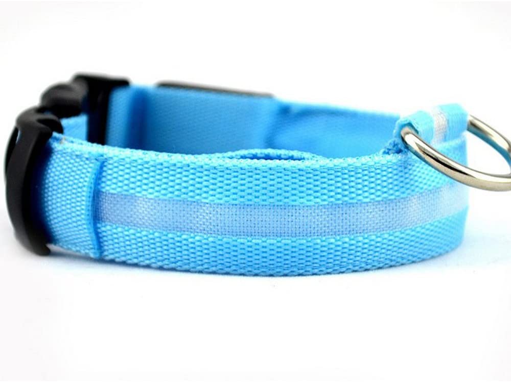  Perro de nylon azul LED nocturna de seguridad Collar intermitente correa del Light-up (Blue) 