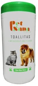  Pet Sana (60uds) - Toallitas higiénicas limpiadoras Multiusos con Aloe Vera para Perros y Gatos 