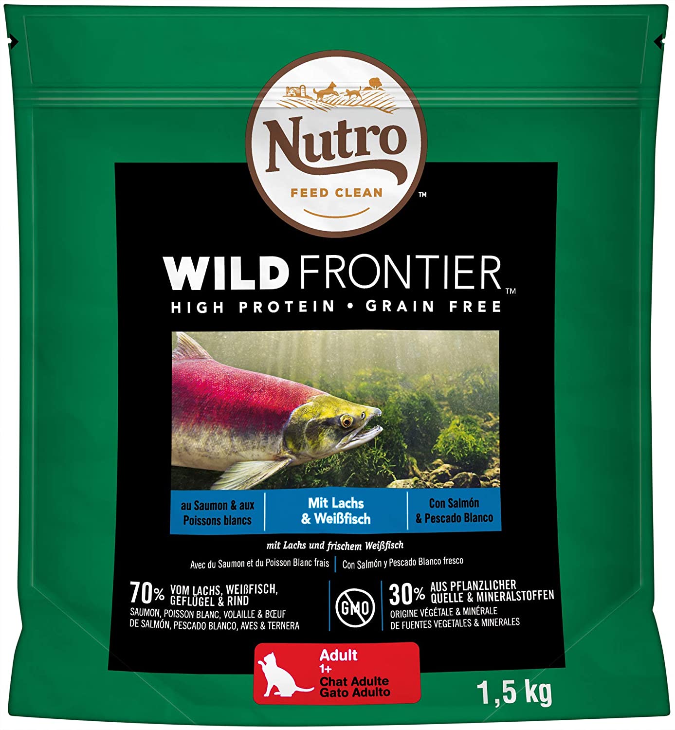  Pienso Gato Adulto Salmón y Pescado Blanco 4kg Wild Frontier Nutro 