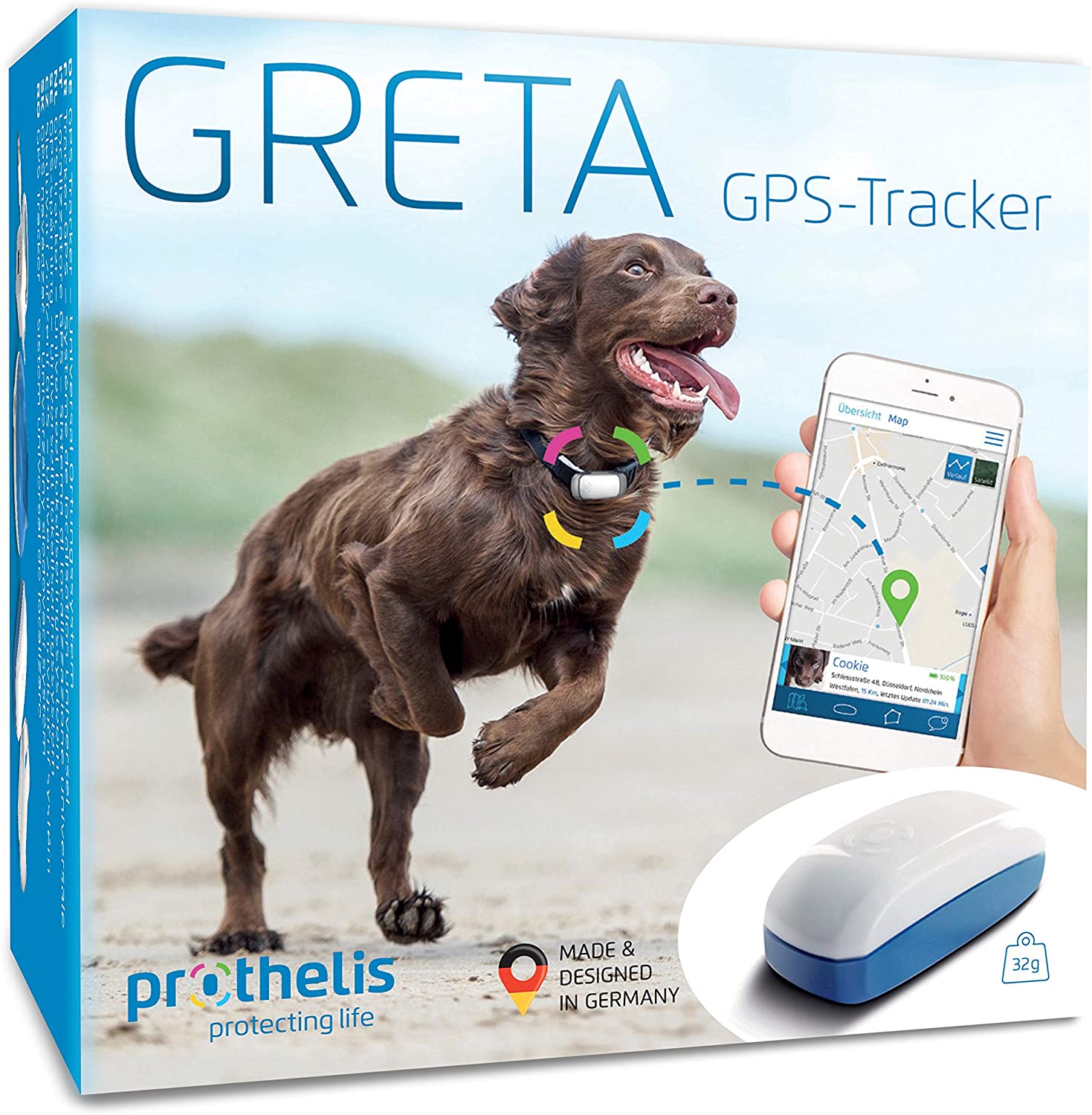  Prothelis - Rastreador GPS (Dispositivo de localización) para la localización de Animales, Personas, Maletas, etc. 