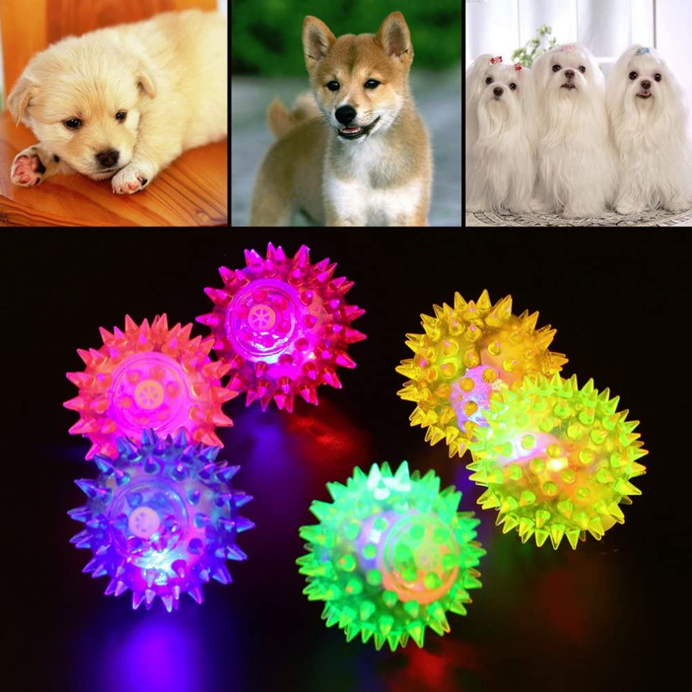  PUAK523 Juguete de Pelota de Masticar para Mascotas, LED Luminoso, elástico, Juguete para Perros y Gatos, Color al Azar, Random, Tamaño Libre 