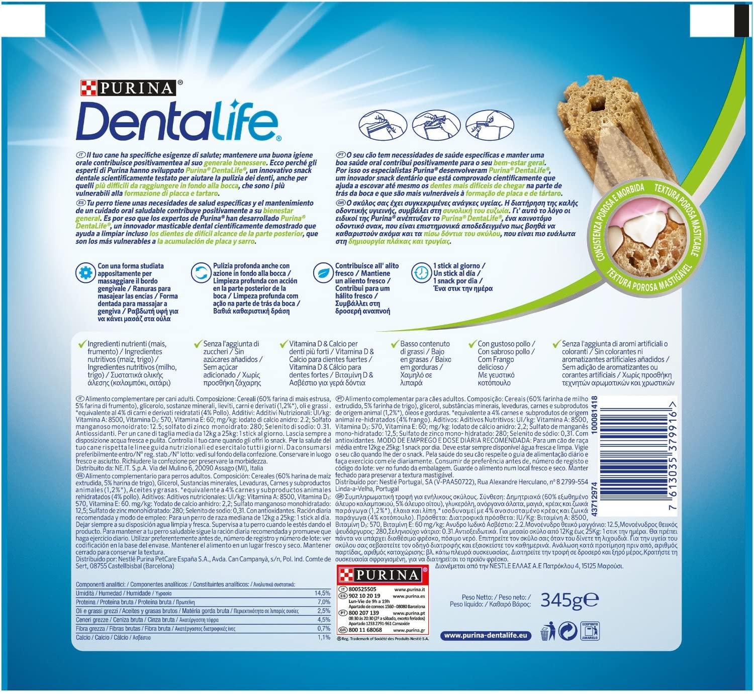  Purina Dentalife para Perros Medianos, Loyalty Pack - 345 gr 