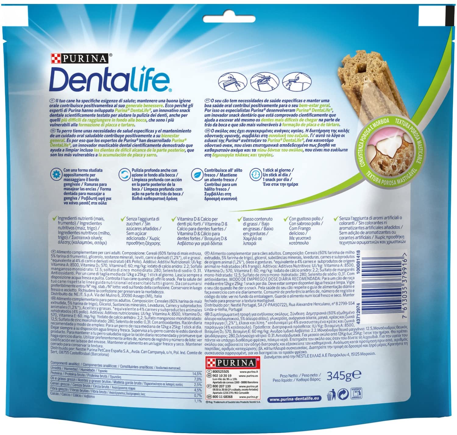  Purina Dentalife para Perros Medianos, Loyalty Pack - 345 gr 