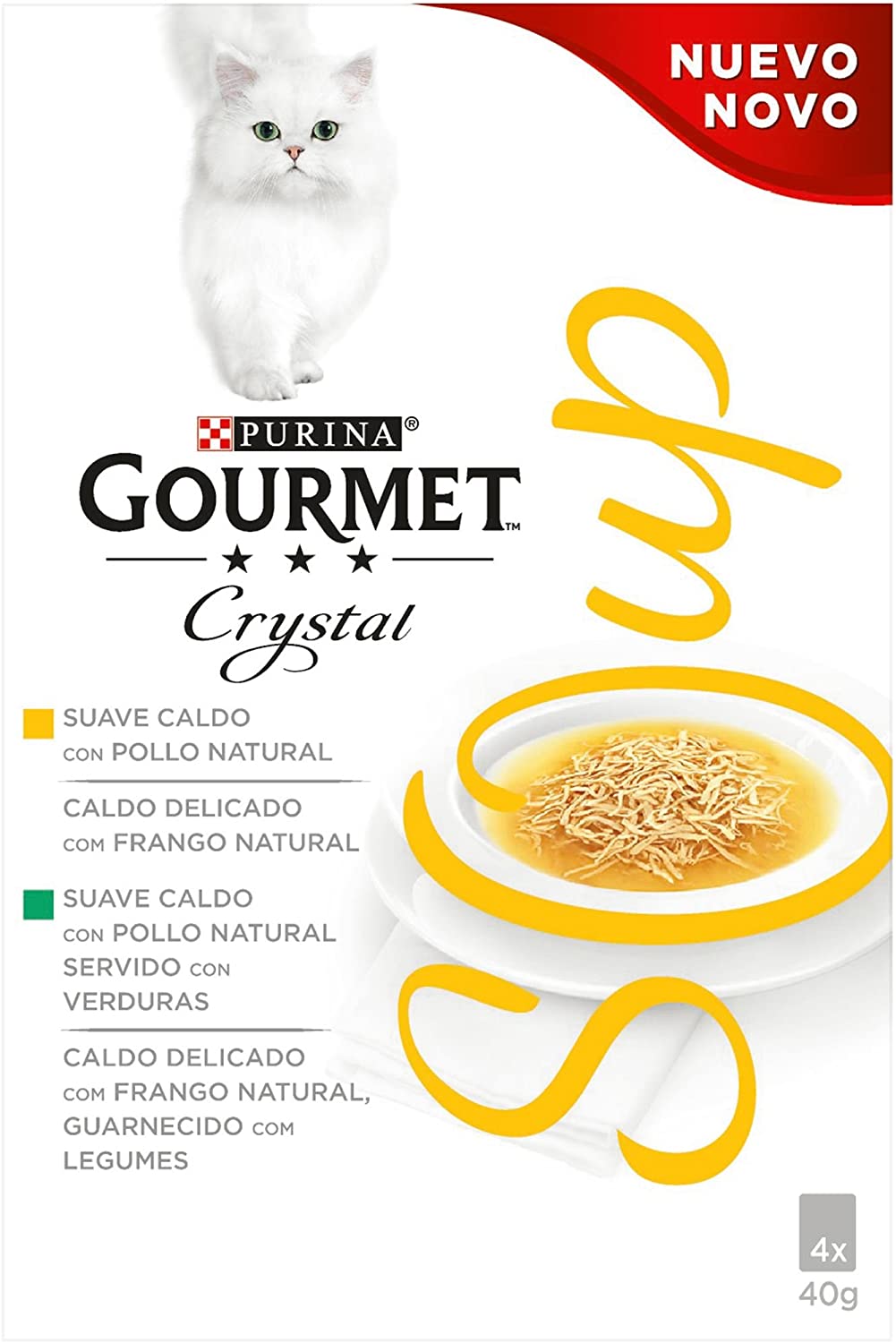  Purina Gourmet Crystal Soup comida para gatos con Pollo Natural y Verduras 10 x [4 x 40 g] 