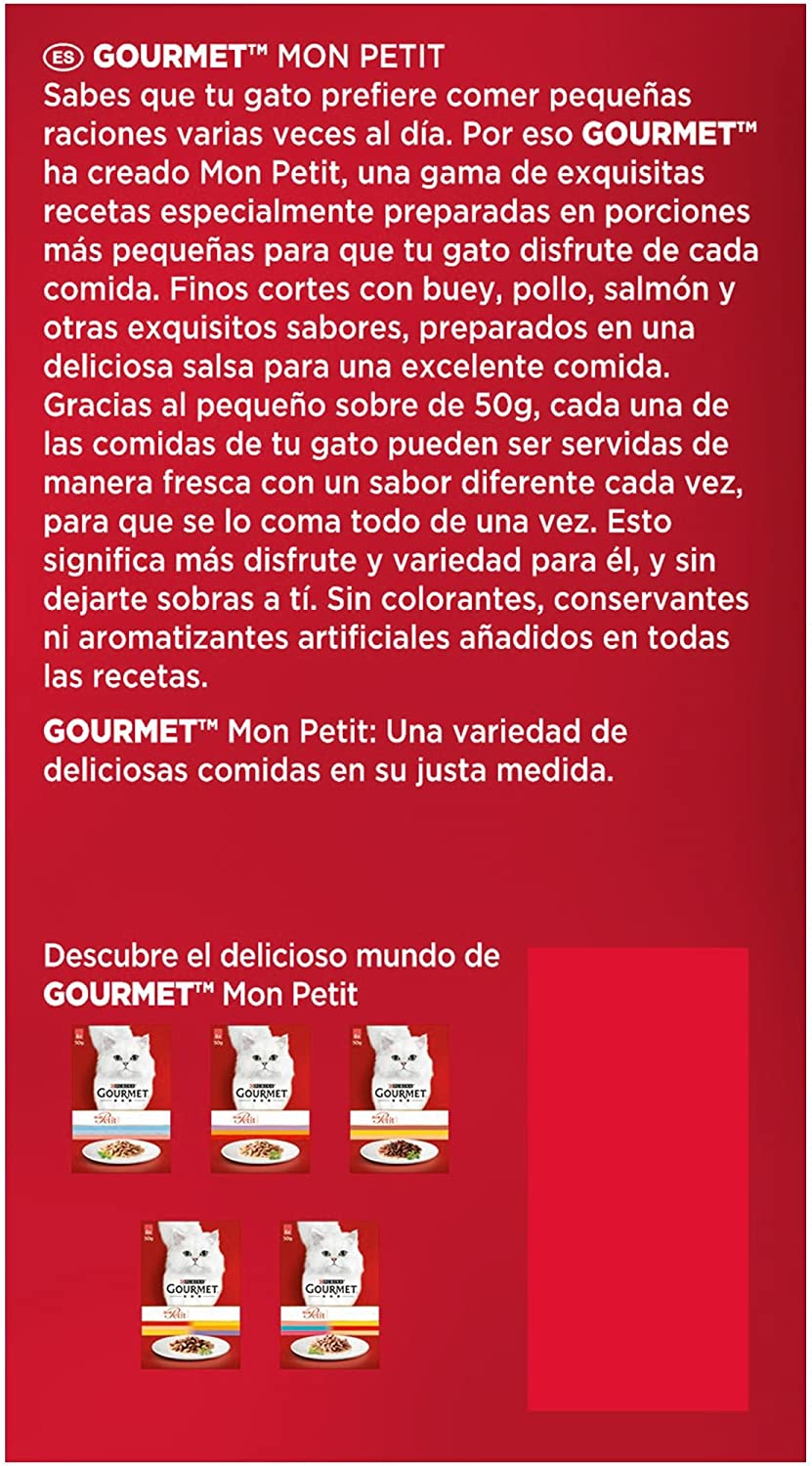  Purina Gourmet Mon Petit conmida para gatos con Pato, Pollo y Pavo 8 x [6 x 50 g] 