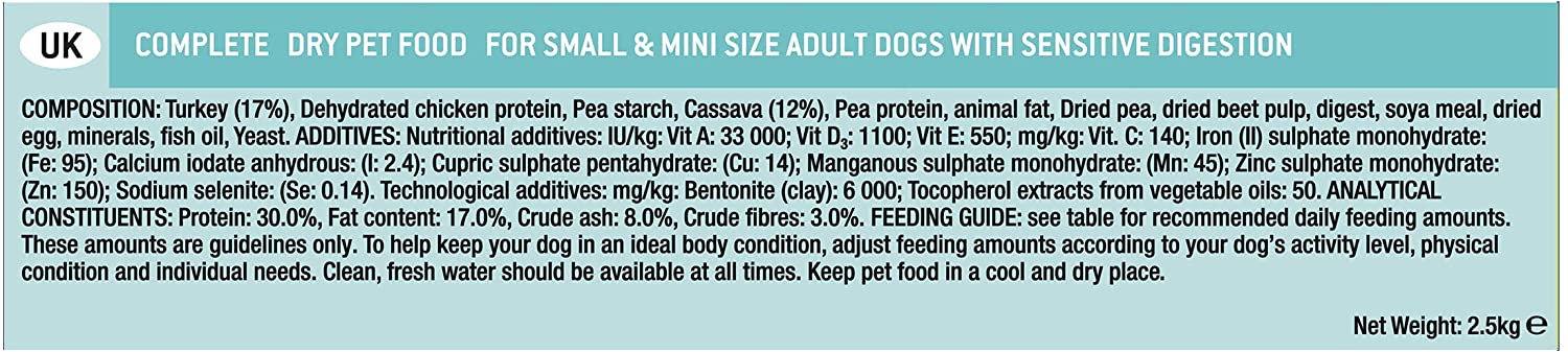  Purina Pro Plan Optidigest Grain Free Comida Seca para Perros Adultos, Pequeños y Mini con Pavo, 2500 g 