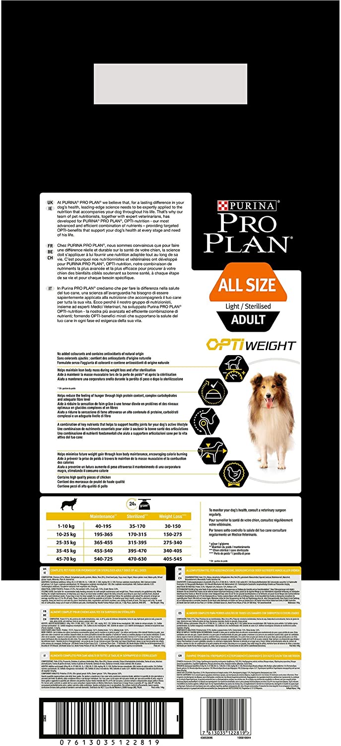  Purina ProPlan All Size Light/Sterilised pienso para Perro Adulto Cordero 14 Kg 