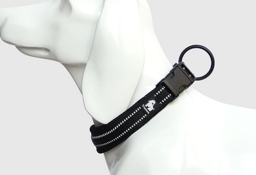  Rantow Cuello de perro fuerte transpirable Collar de perro de seguridad ajustable cómodo para perros pequeños / medianos / grandes (Negro) (XL 50-55cm) 