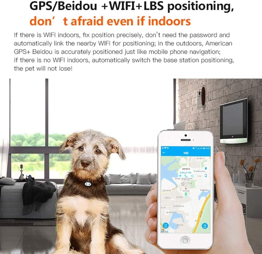  Rastreador GPS para mascotas Collar localizador Buscador de perros y gatos Monitor de actividad en tiempo real a prueba de agua Dispositivo rastreador Valla de seguridad Sin cuota mensual Negro 