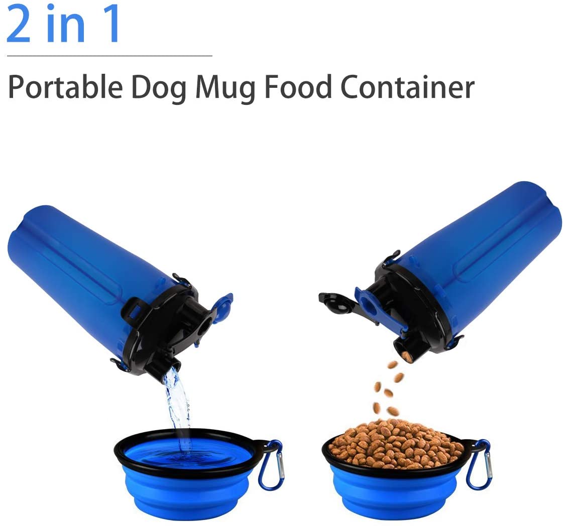  RCruning-EU Botella de Agua para Perros Portatil Envase de Comida para Perros Un Conjunto de 2 Plegable Tazones para Perros Gatos Mascotas Adecuado para al Aire Libre, Caminar, Viajar 