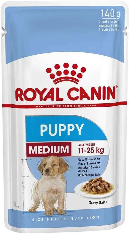  ROYAL CANIN HÚMEDO Medium Puppy Comida húmeda para Cachorros de Raza Mediana - sobre 140gr 