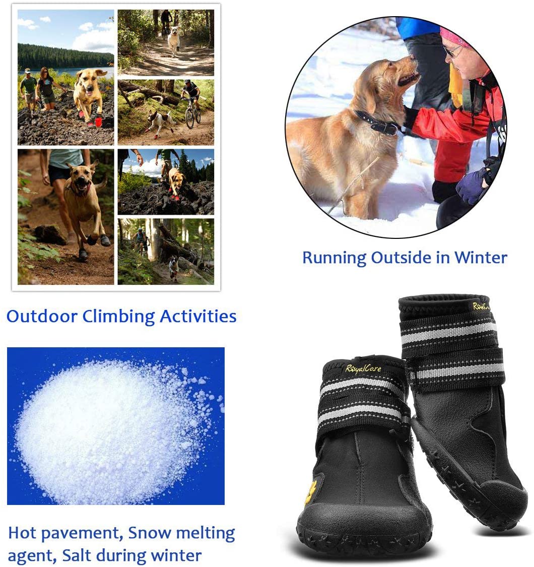  RoyalCare Zapatos para Perros, Botas De Nieve Resistentes Al Agua Y Calientes. Protector De Patas con Suelas Rugosas Antideslizantes Resistentes Al Uso. Adecuadas para Perros Medianos A Grandes(4#) 