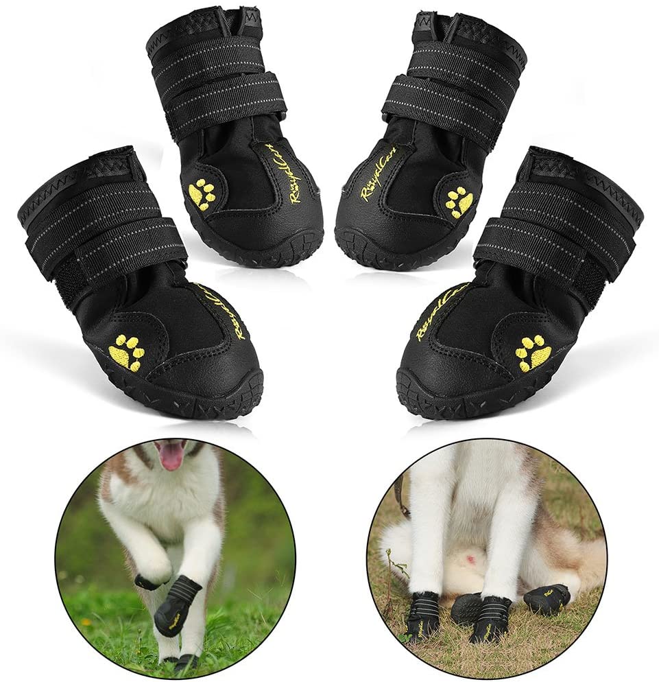  RoyalCare Zapatos Perro, Impermeable Zapatos Perro para Mediano y Grandes Perros - Negro (6#) 