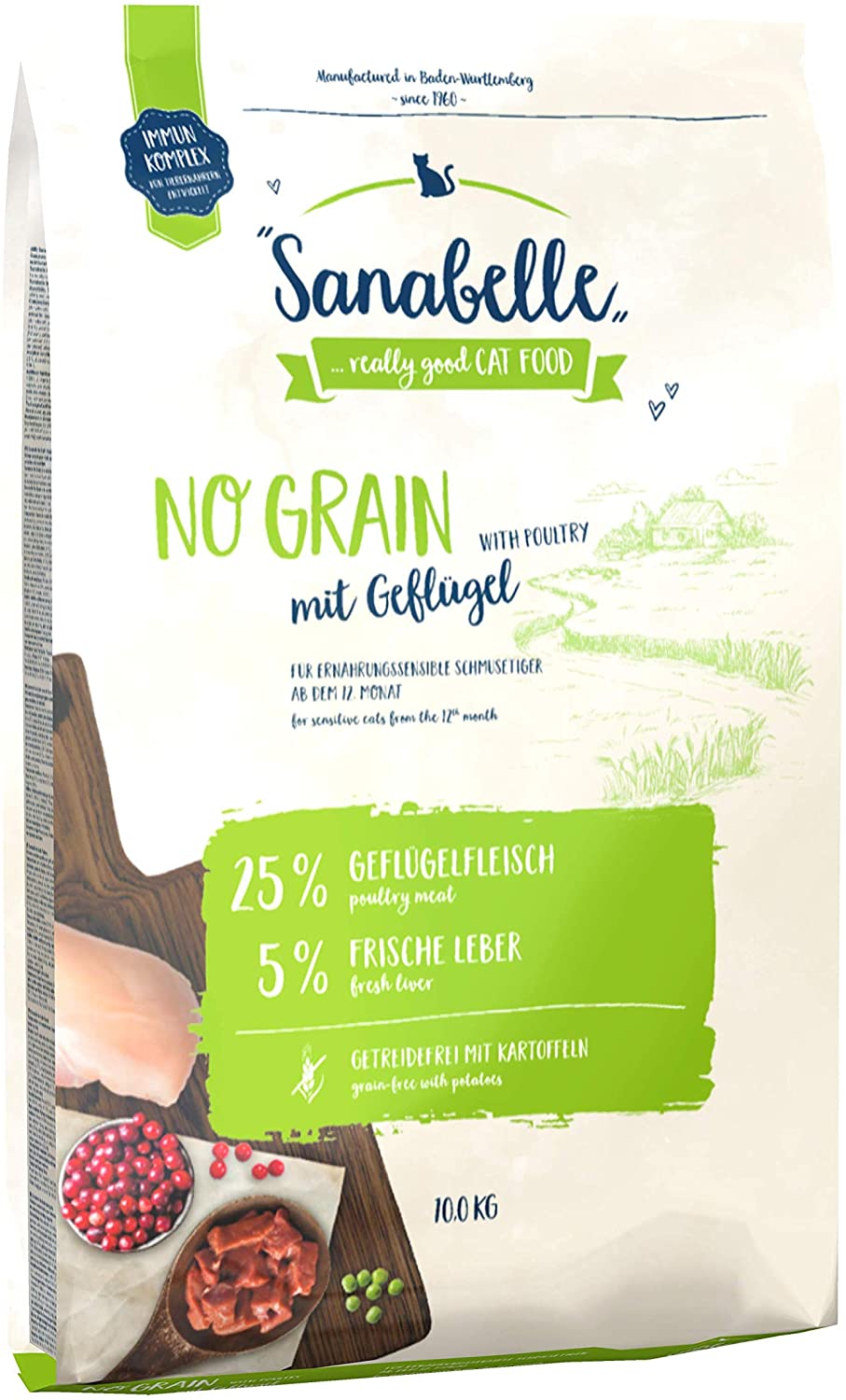  Sanabelle No Grain | Con Aves de corral frescas | Sin Cereales | Comida seca para gatos nutricionalmente sensibles 