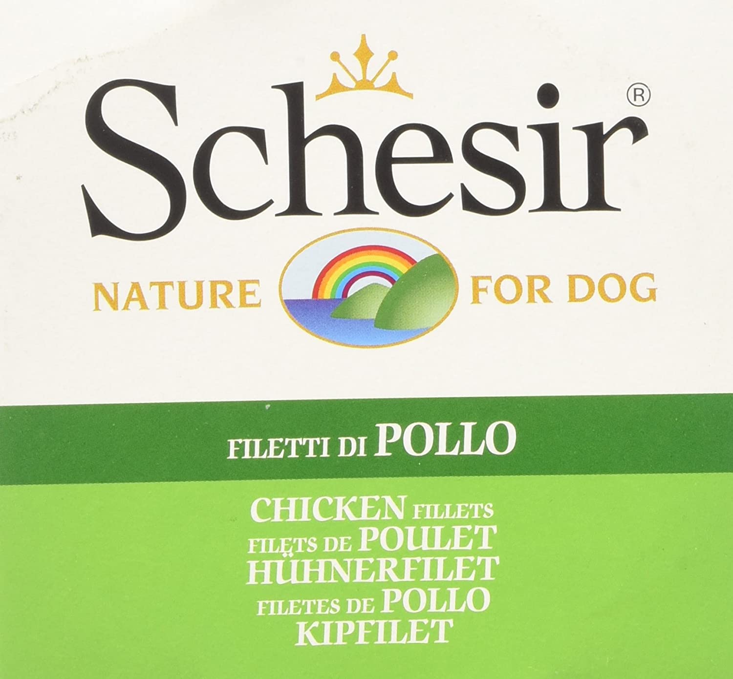  Schesir – Alimento para Perros Adultos, roscas de Pollo en gelatina, 150 gr, 1 Lata 