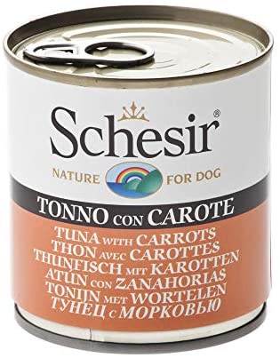  Schesir Comida Húmeda para Perro Atún con Zanahoria - Paquete de 16 x 285 gr - Total: 4560 gr 