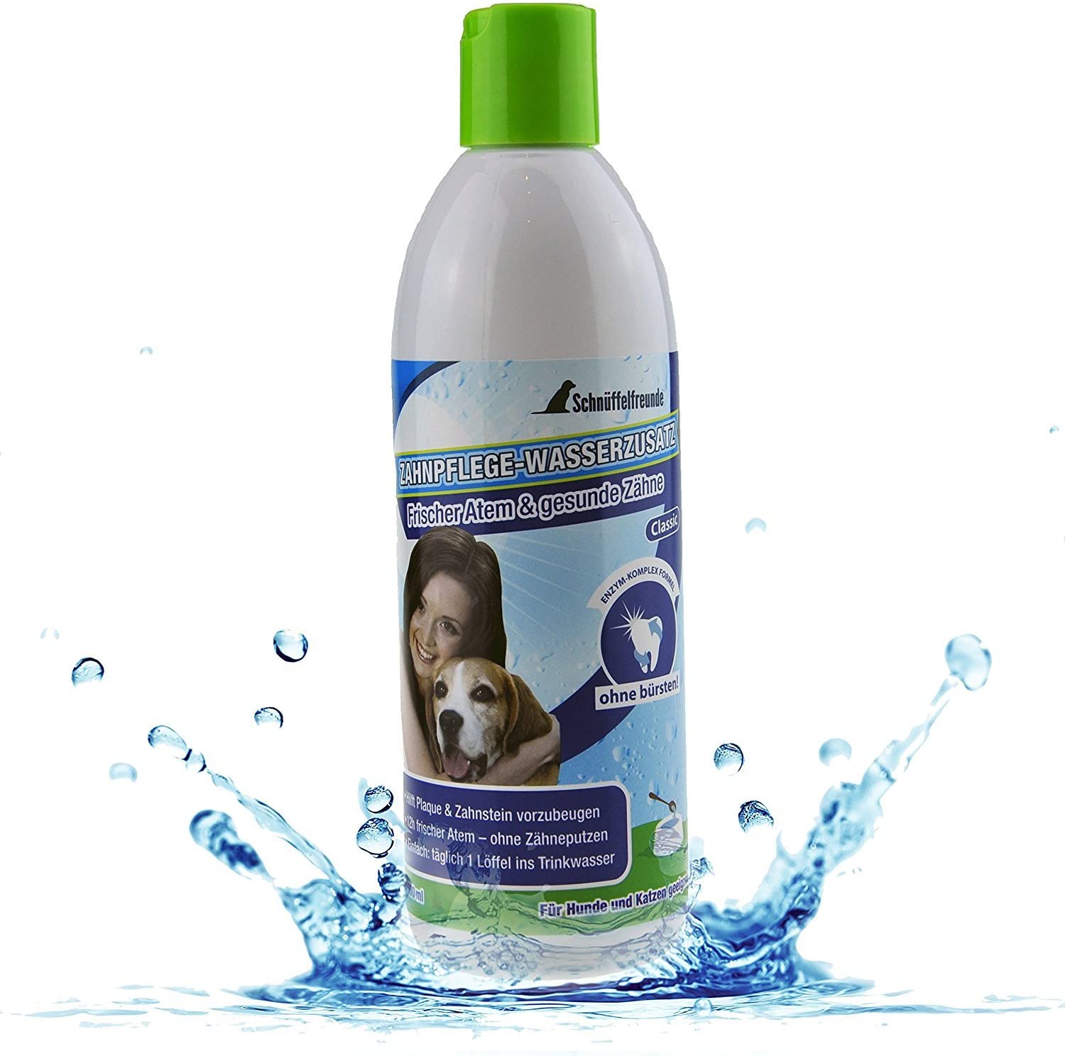  Schnüffelfreunde Higiene Dental para añadir al Agua para Perros y Gatos | Aliento Fresco y Dientes sanos - Ayuda a prevenir la Placa y el sarro - 500 ml (Classic) 