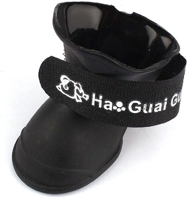  SODIAL 4pzs Zapatos botas impermeables de lluvia de perro Accesorios para perro de mascota Tamano medio (Negro, M) 