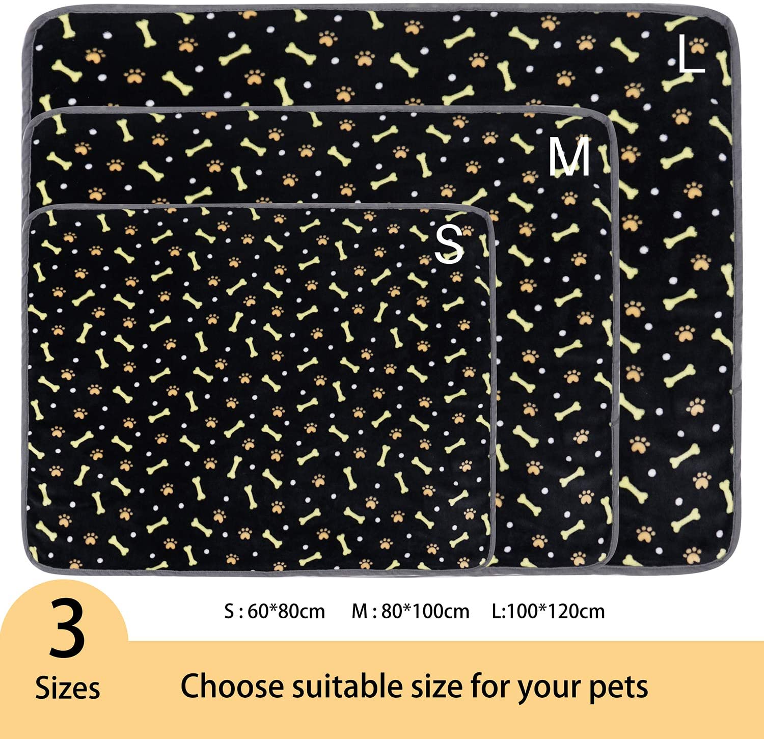  softan Manta para Mascotas, Manta para Perros esponjosa para Perros pequeños, medianos y Grandes, Manta de Cachorro Lavable para Perros Cama, 80 x 100cm, Negro 