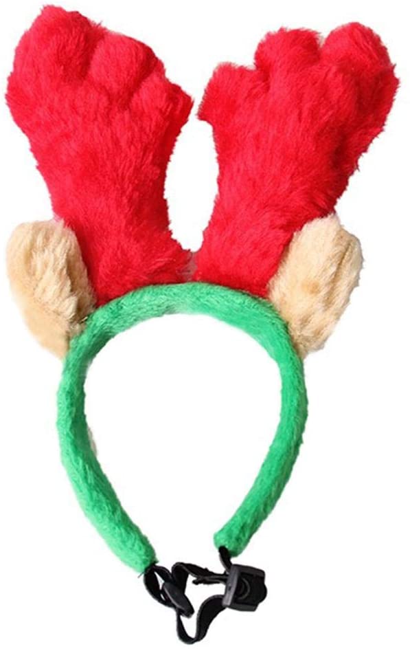  steadyuf Diadema Cuernos para Mascota Reno Cuernos Ciervo Disfraz Perro Decoracion Navidad Cute Hair Band Accesorios clásicos de Navidad para Perros y Gatos S, L Rojo + Verde 