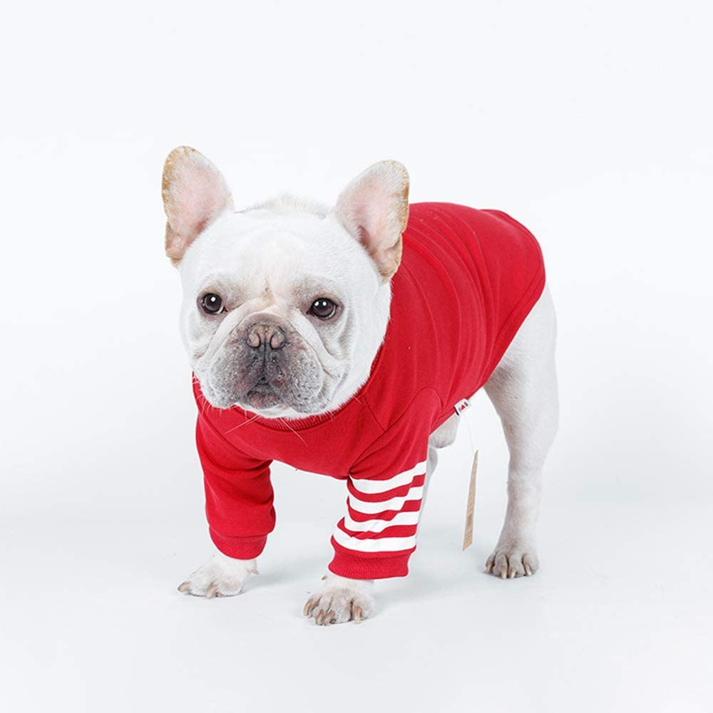  Suéter para Perros Ropa Casual Nueva, Algodón Sudadera para Mascotas Ropa Básica Cachorro Gato Primavera Y Otoño Trajes De Abrigo Cálido,Rojo,XS 