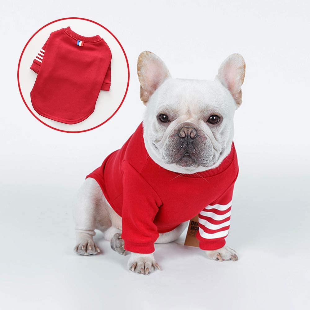  Suéter para Perros Ropa Casual Nueva, Algodón Sudadera para Mascotas Ropa Básica Cachorro Gato Primavera Y Otoño Trajes De Abrigo Cálido,Rojo,XS 